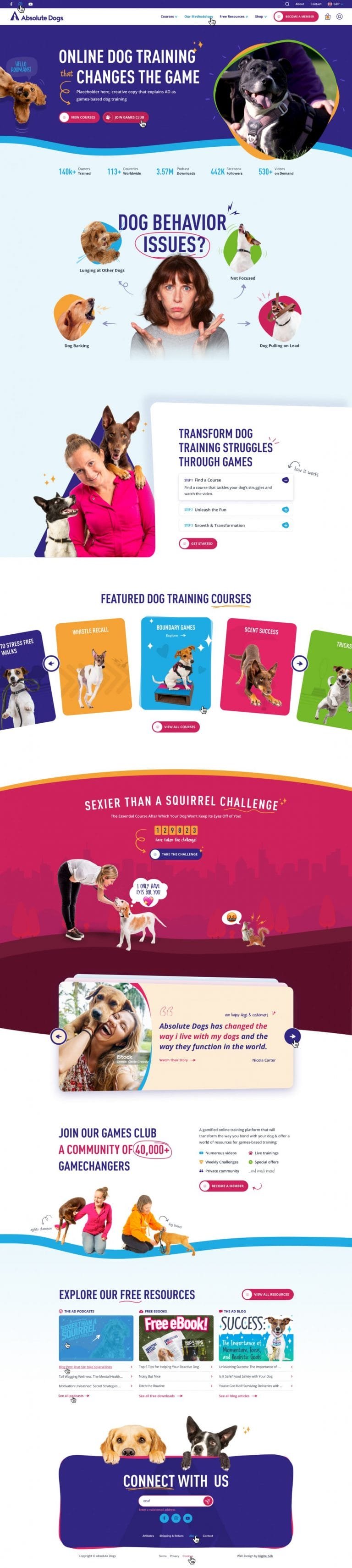 Absolute Dogs homepage screenshot